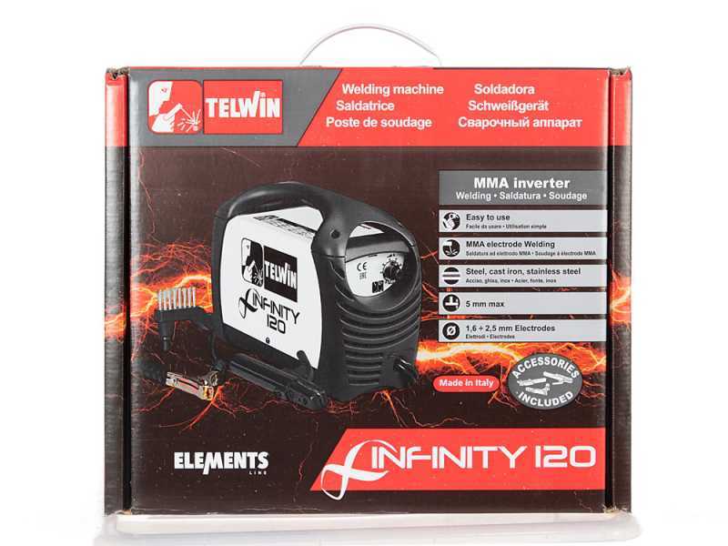 Poste &agrave; souder inverter &agrave; &eacute;lectrode en courant continu Telwin Infinity 120 - 80 A - avec Kit