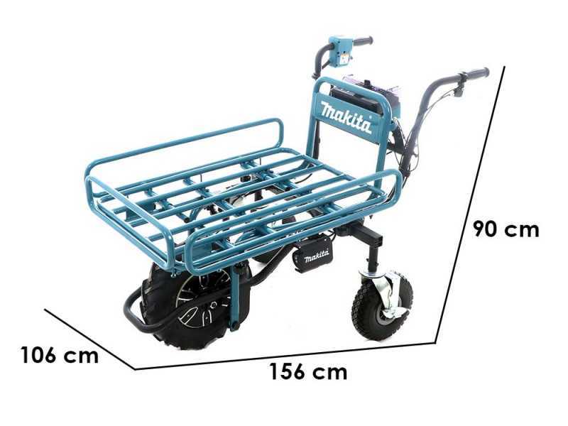 Brouette &eacute;lectrique &agrave; roues Makita DCU180 avec ch&acirc;ssis tubulaire - batterie 5Ah/18V(2x18v)