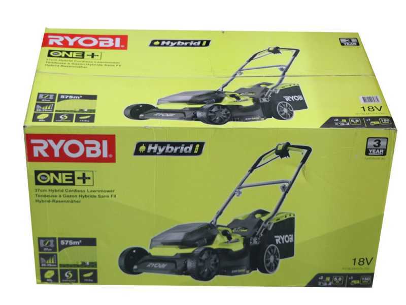 Ryobi Hybrid RY18LMH37A-250 - Tandeuse &agrave; gazon &agrave; batterie - 2x18V/5Ah - Coupe 37 cm