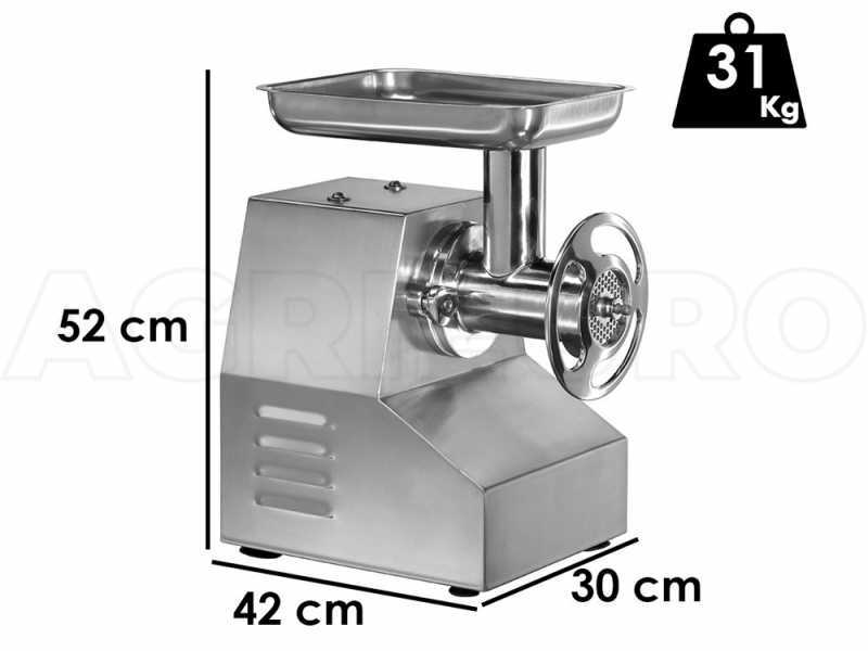 Hachoir &agrave; viande &eacute;lectrique FIMAR TC22TS - corps et groupe de broyage en acier inox - Monophas&eacute; - 230 V / 1.5 CV