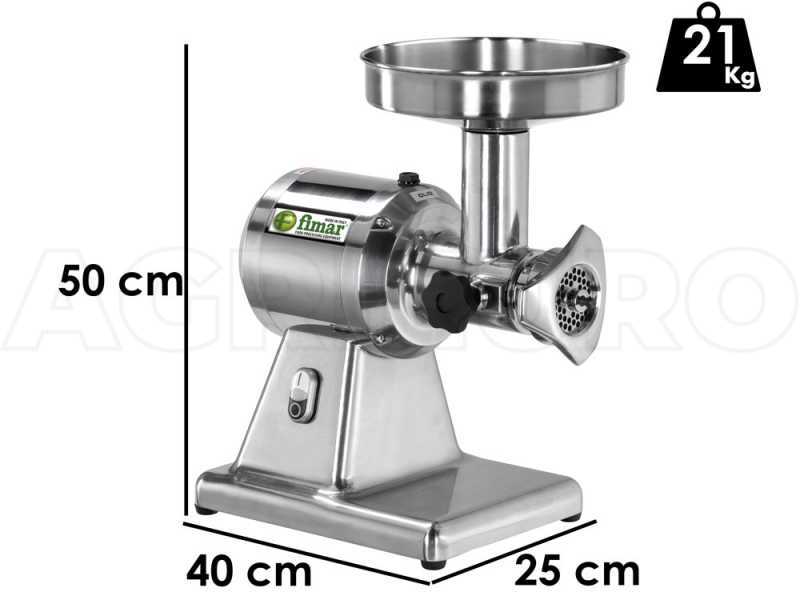 Hachoir &agrave; viande &eacute;lectrique FIMAR TC12S - groupe de broyage amovible en aluminium alimentaire - triphas&eacute;- 400V / 1.0 CV