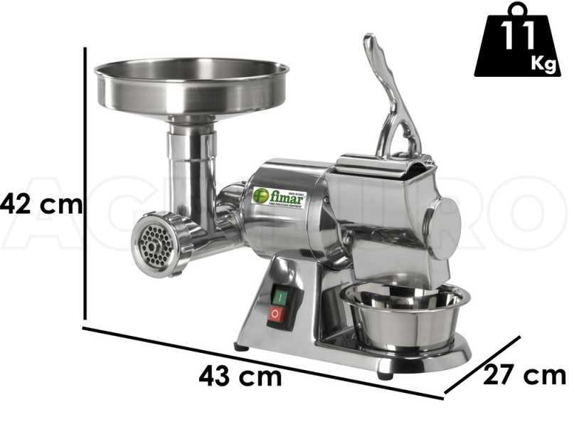 Hachoir &agrave; viande &eacute;lectrique FIMAR TR8D - R&acirc;pe int&eacute;gr&eacute;e - Groupe de broyage amovible en aluminium alimentaire -  monophas&eacute; - 0.5CV/230V