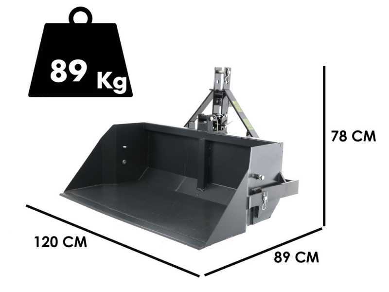 Godet arri&egrave;re pour tracteur Blackstone B-PAL 120 - avec lame de 120 cm - charge 400Kg