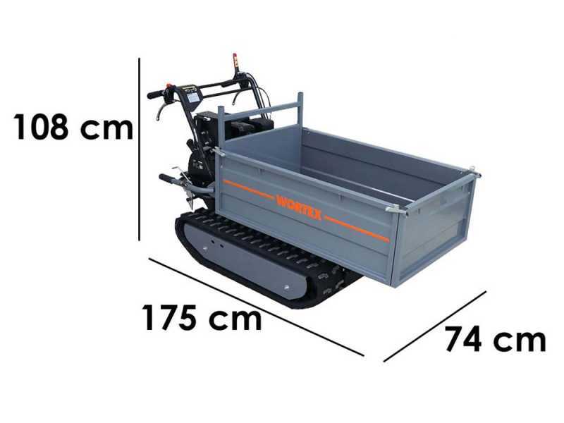 Brouette motoris&eacute;e &agrave; chenilles Wortex SFL 500-E - Caisson 500 Kg - D&eacute;marrage &eacute;lectrique