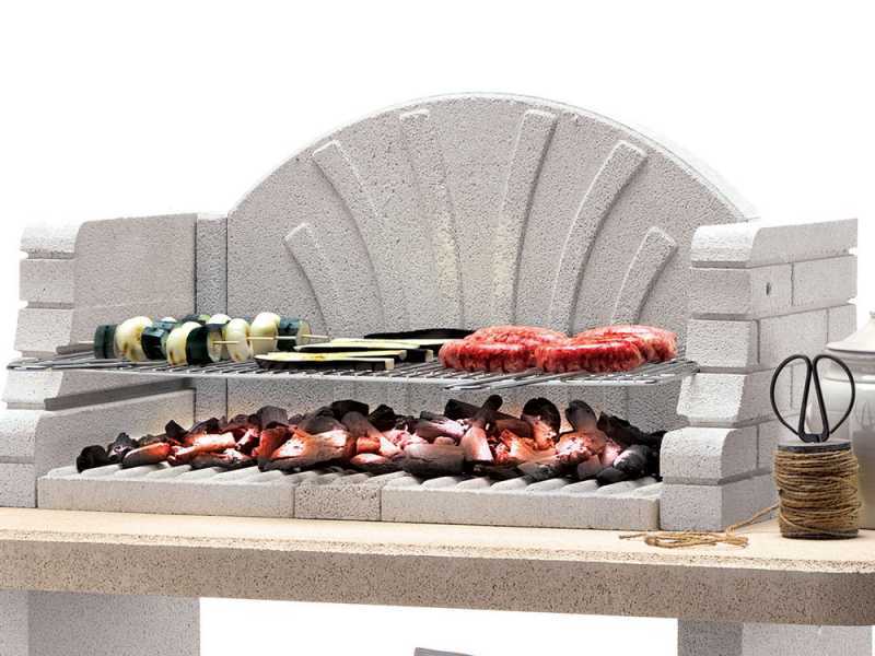 Barbecue &agrave; bois Palazzetti St. Tropez en ciment - Grille de cuisson 76x40 cm