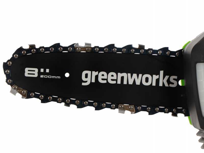 Greenworks Elagueuse sur perche à batterie G40PS20K2 (Li-Ion 40V 20cm  longueur de sabre 8 m/s vitesse de chaîne barre télescopique en aluminium 3