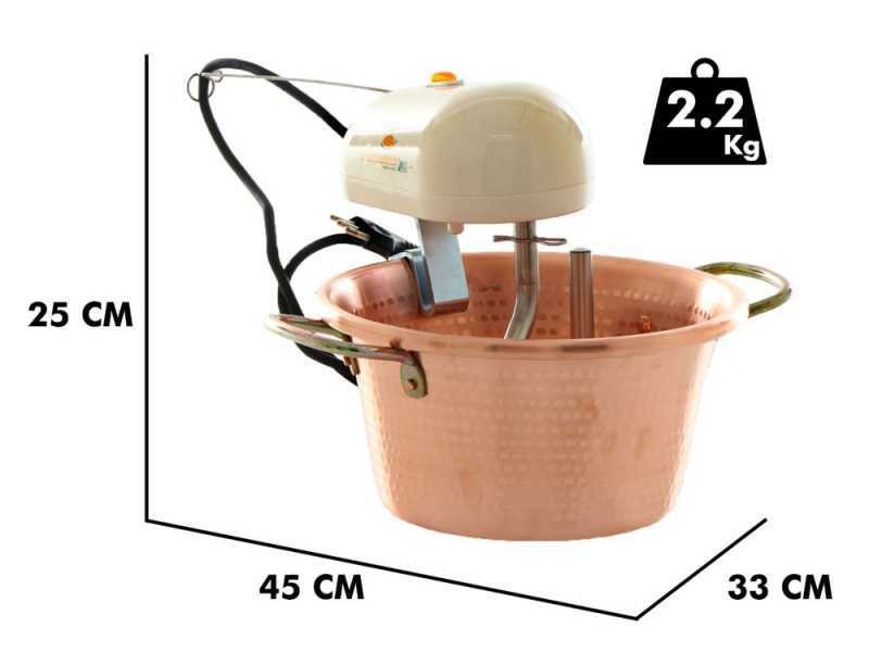 Chaudron en cuivre &eacute;lectrique martel&eacute; pour polenta LAR polentamatic  &agrave; base plate 3.5L - 8W