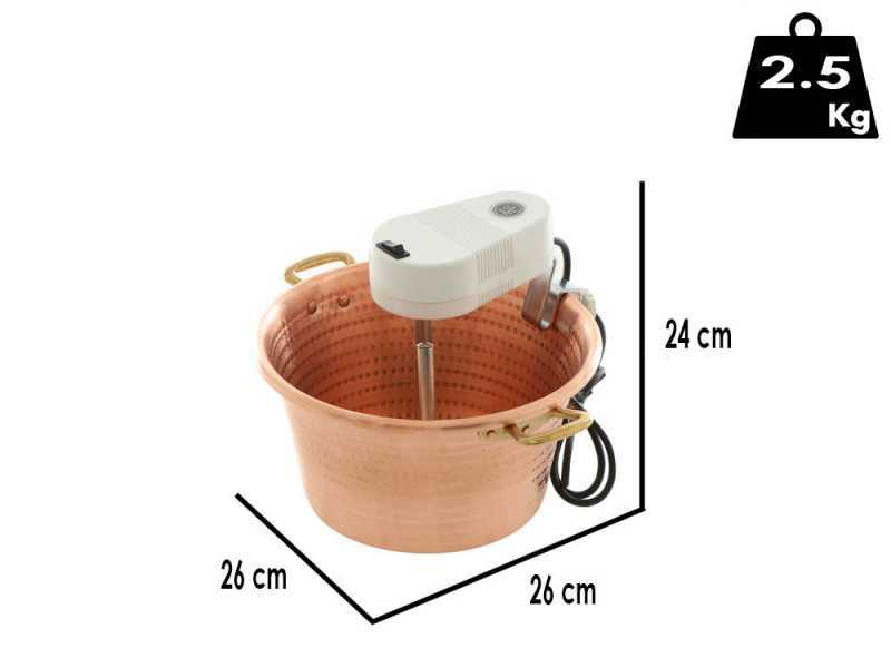 Novital - Chaudron &eacute;lectrique en cuivre martel&eacute; pour polenta base plate  4,7L - 4W