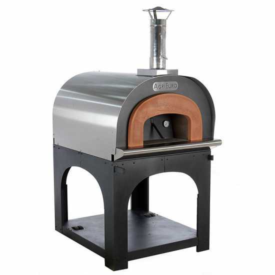 AgriEuro Cibus Inox 800 - Four &agrave; bois pour pizza d'ext&eacute;rieur avec chambre de cuisson &Oslash; 80 - Capacit&eacute; de cuisson : 5 pizzas