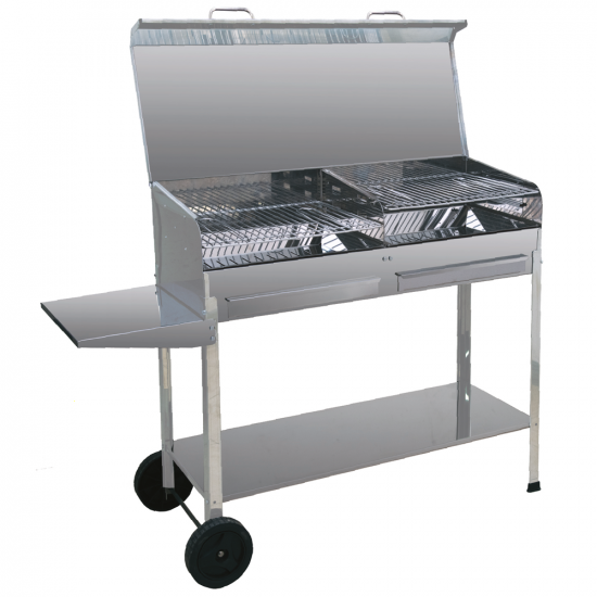 Seven Italy Achille Big - Barbecue &agrave; charbon en acier inox artisanal - 2x 47,5x37&nbsp;cm