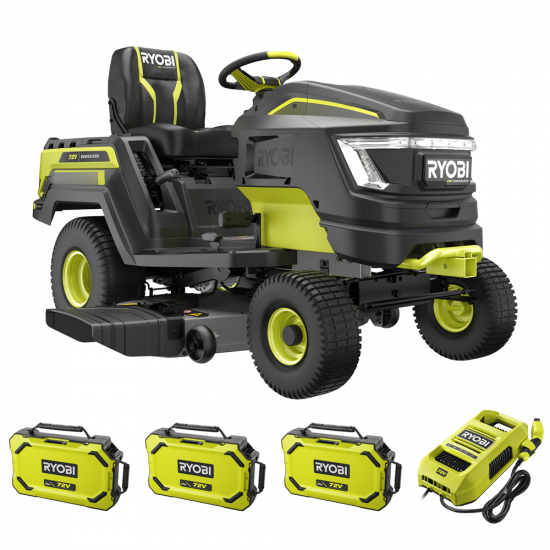 RYOBI RY72TMX117-310 - Tracteur tondeuse &agrave; batterie - 72V / 3x10Ah