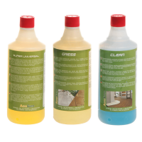 Kit 3 d&eacute;tergents professionnels - sp&eacute;cifiques pour nettoyer les int&eacute;rieurs et les ext&eacute;rieurs - 3 flacons de 1 L