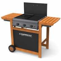 Barbecue &agrave; gaz ou m&eacute;thane Campingaz 3 Series Adelaide 3 Woody Dualgas plancha et grille 3 r&eacute;chauds